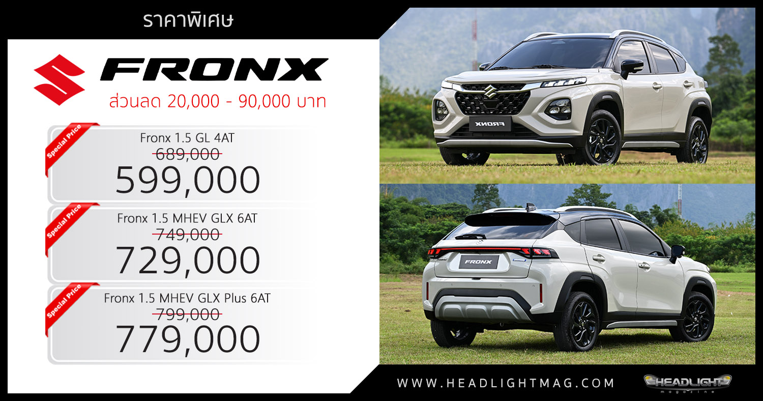 Suzuki Fronx ราคาใหม่ 599,000 บาท คุ้มสุดในกลุ่ม B-SUV