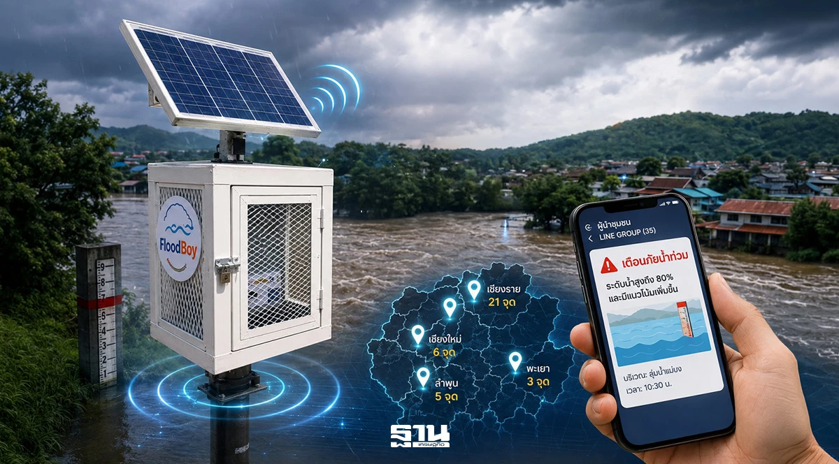 ระบบเตือนน้ำท่วมเรียลไทม์ด้วย IoT เซนเซอร์เรดาร์และพลังงานแสงอาทิตย์