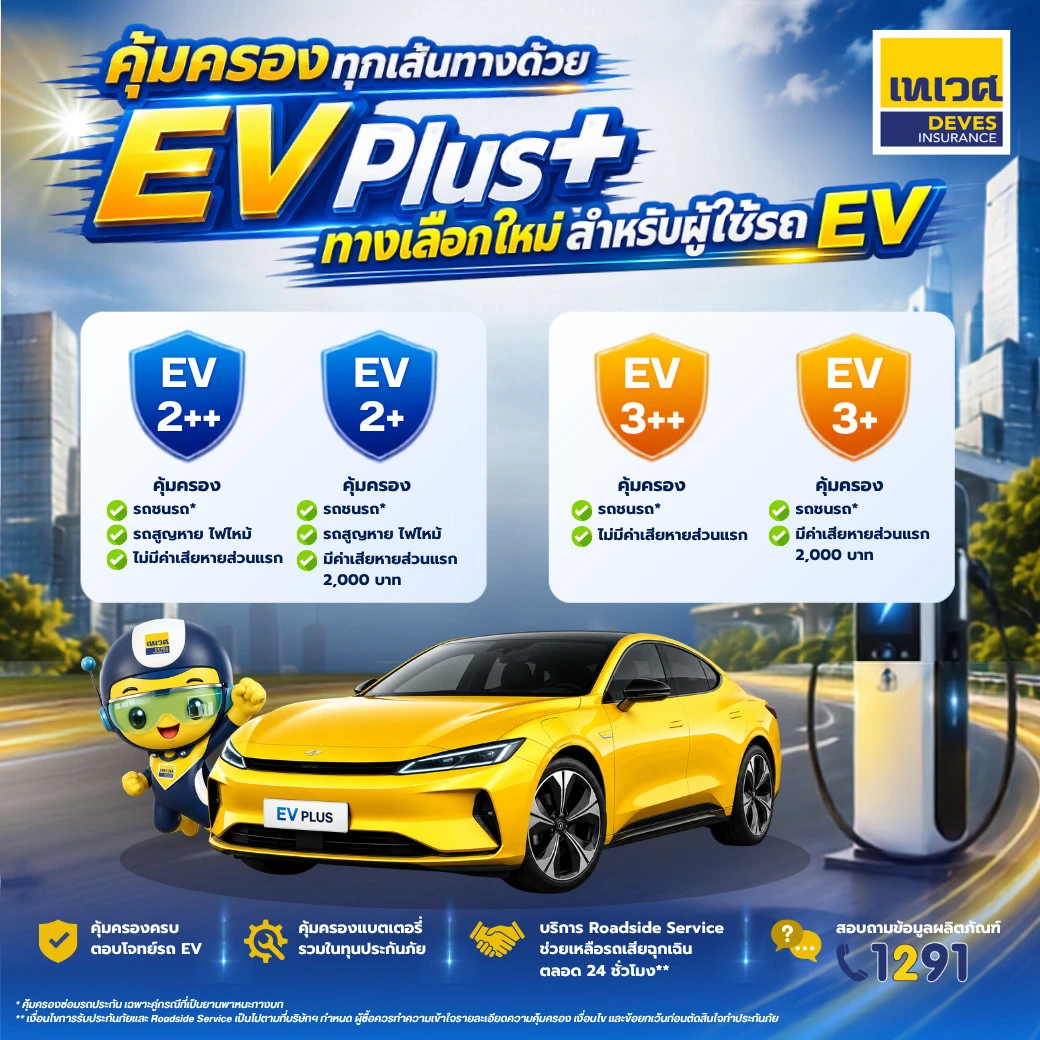 ประกันภัยรถไฟฟ้า EV Plus: คู่มือเลือกแผนคุ้มครองที่เหมาะกับคุณ