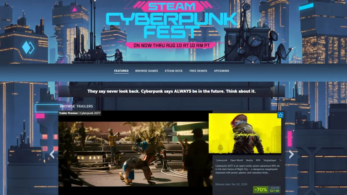 Cyberpunk 2077 Steam sale ลดแรง 70% แตะราคาต่ำสุดบน Steam