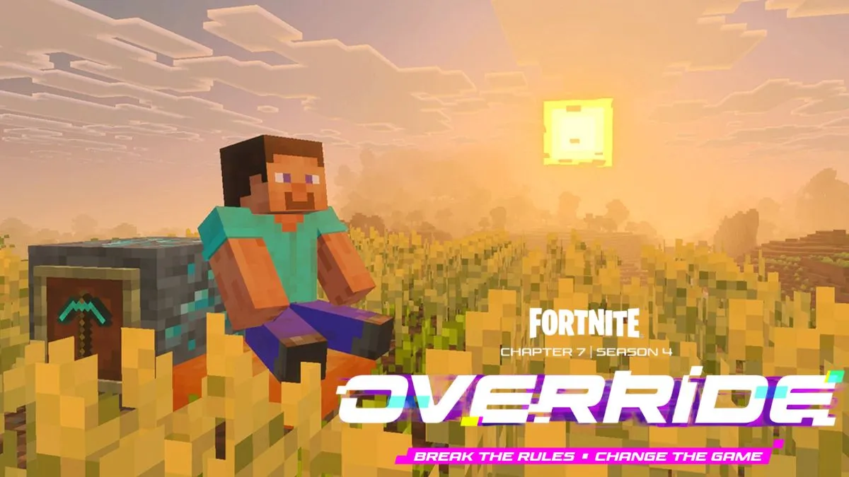 Fortnite Chapter 7 Season 4 Override กับคลื่นคอลแลปส์ Sonic, Persona 5 และ Minecraft
