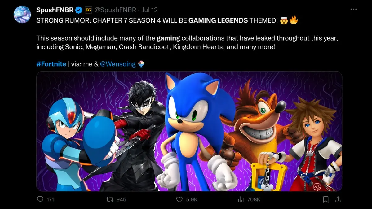 Sonic, Persona และ Tetris เปิดศึกครอสโอเวอร์ครั้งใหญ่ใน Fortnite Chapter 7 Season 4