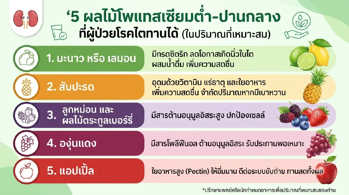 คนเป็นโรคไตต้องรู้ โพแทสเซียมในอาหารใกล้ตัว