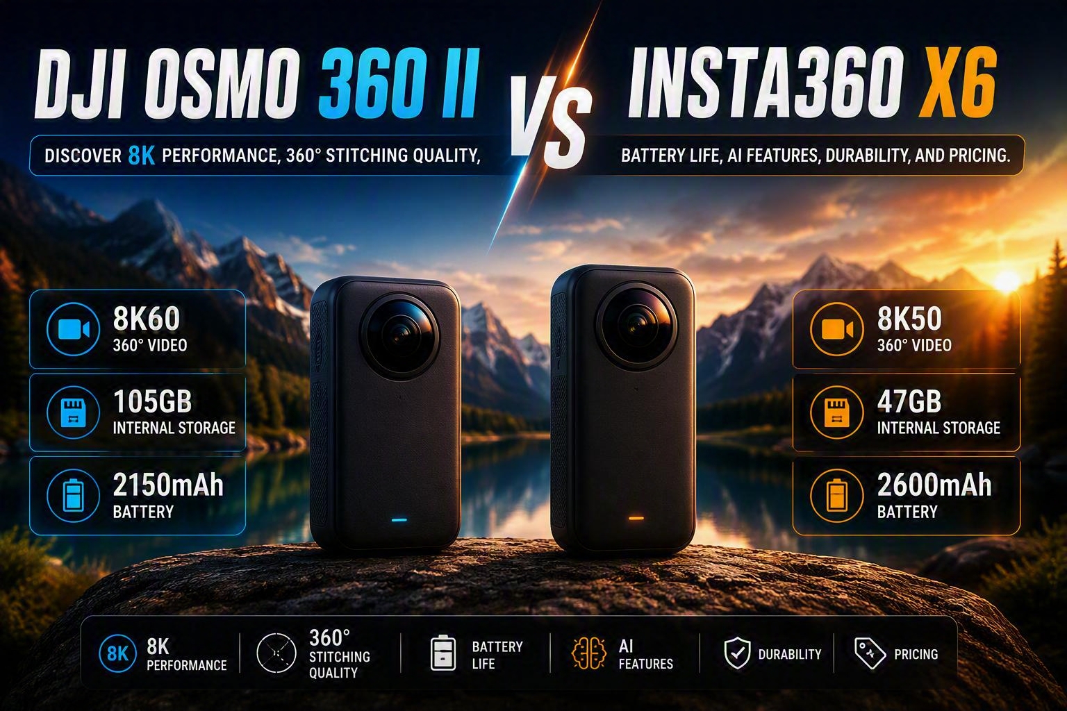 DJI Osmo 360 II vs Insta360 X6 กล้อง 360 องศา 8K ตัวไหนคุ้มกว่ากัน