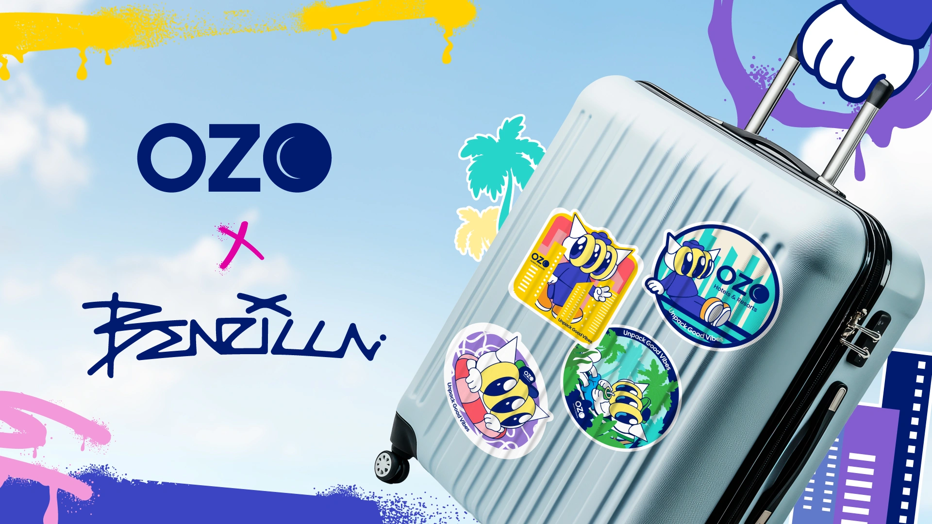 เมื่อกระเป๋าเดินทางกลายเป็นผืนผ้าใบ OZO x Benzilla เล่าเรื่องทริปผ่านสติกเกอร์