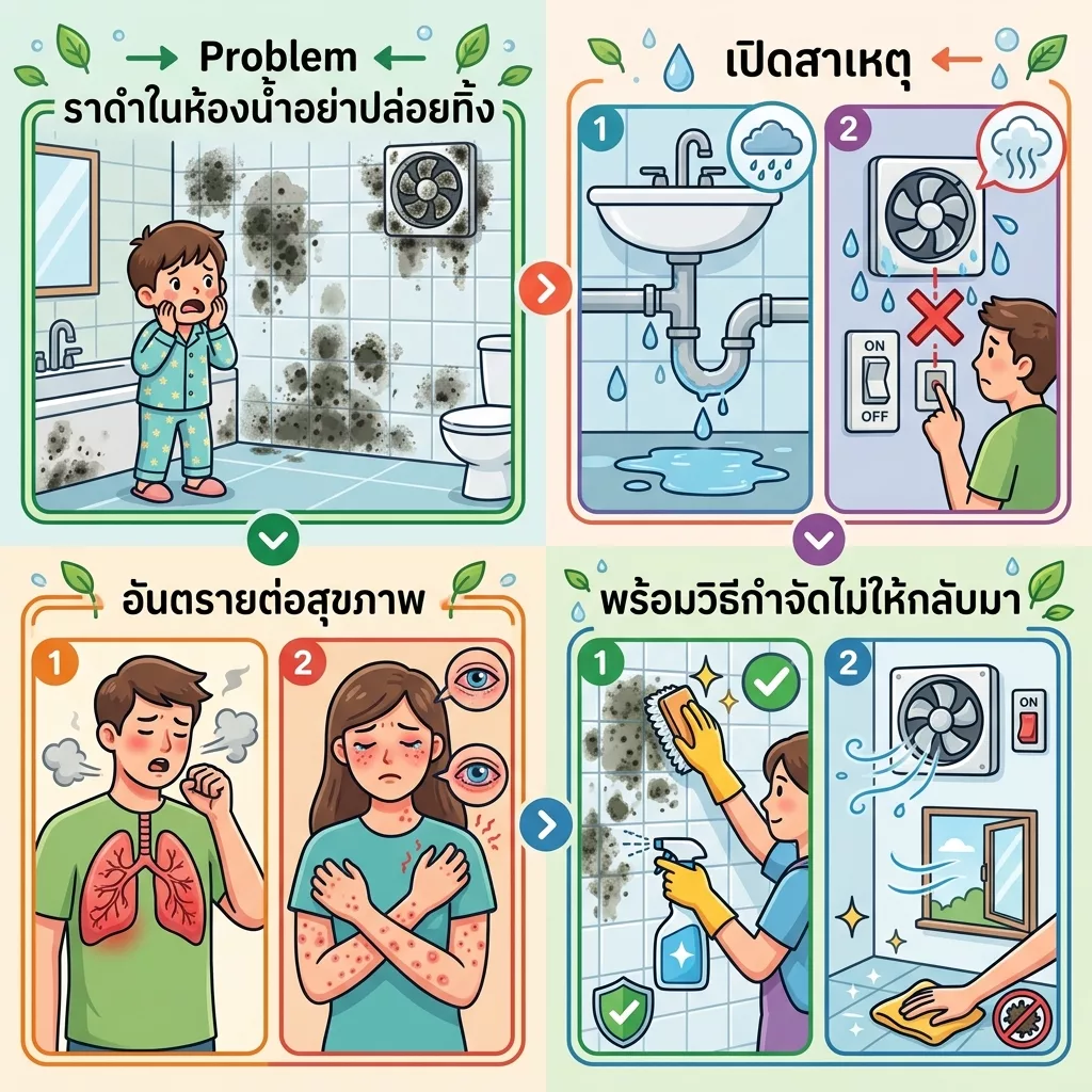 ราดำในห้องน้ำคืออะไร จัดการอย่างไรไม่ให้กลับมา