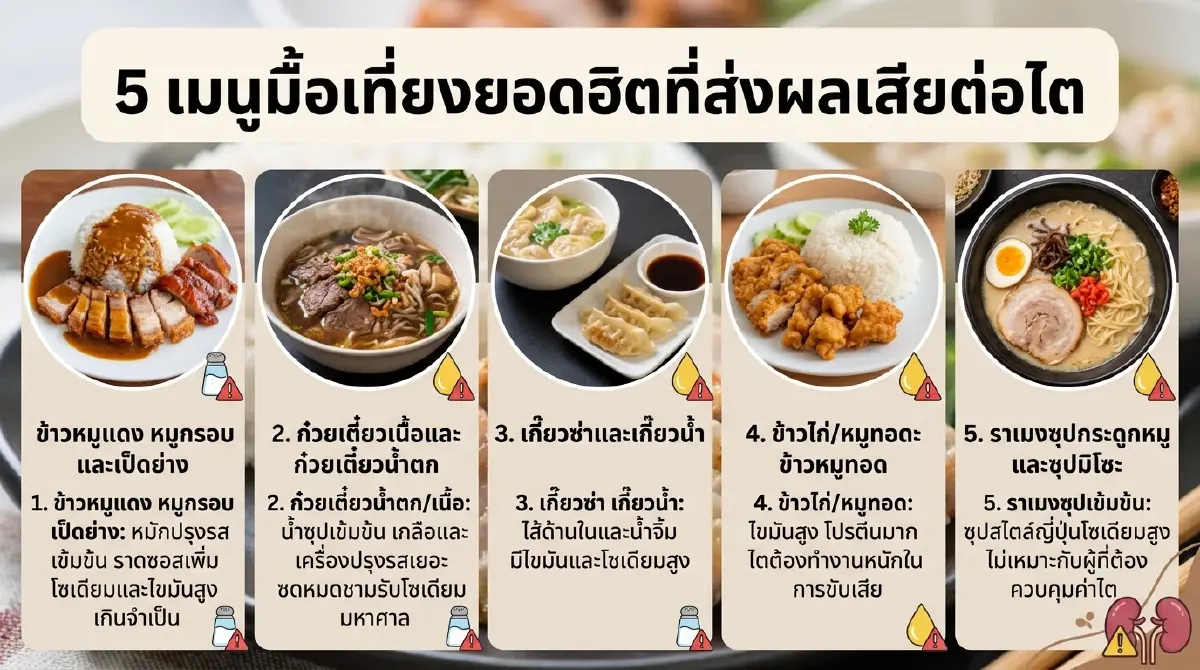5 เมนูมื้อเที่ยงและพฤติกรรมทำลายไตเงียบๆ ที่คุณกินอยู่ทุกวัน