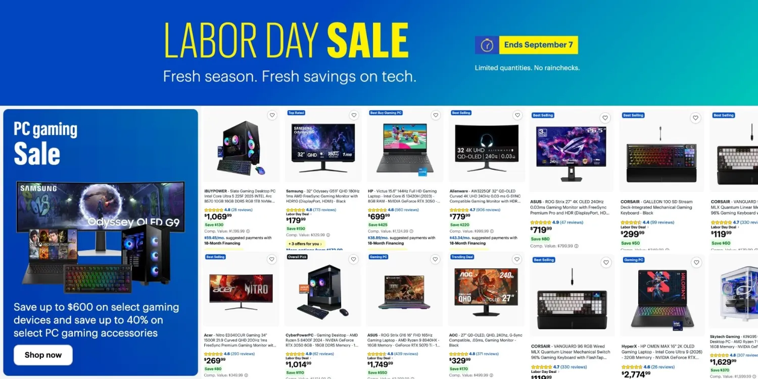 จอมอนิเตอร์เกมมิ่งและของแต่งเกมมิ่งดีล Labor Day น่าซื้อแค่ไหน