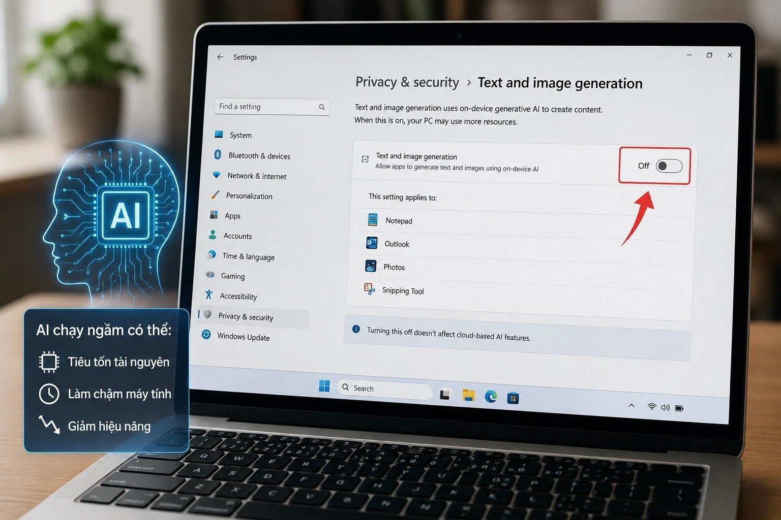 Windows 11 ซ่อน AI background processes ทำเครื่องอืด ปิดอย่างไรให้ยังใช้ AI ออนไลน์ได้