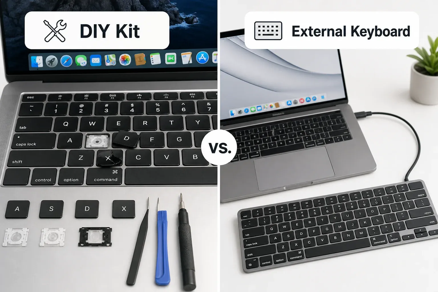 ซ่อมคีย์บอร์ด MacBook แบบไหนคุ้มสุด ระหว่างศูนย์ Apple ร้านเอกชน DIY หรือคีย์บอร์ดภายนอก