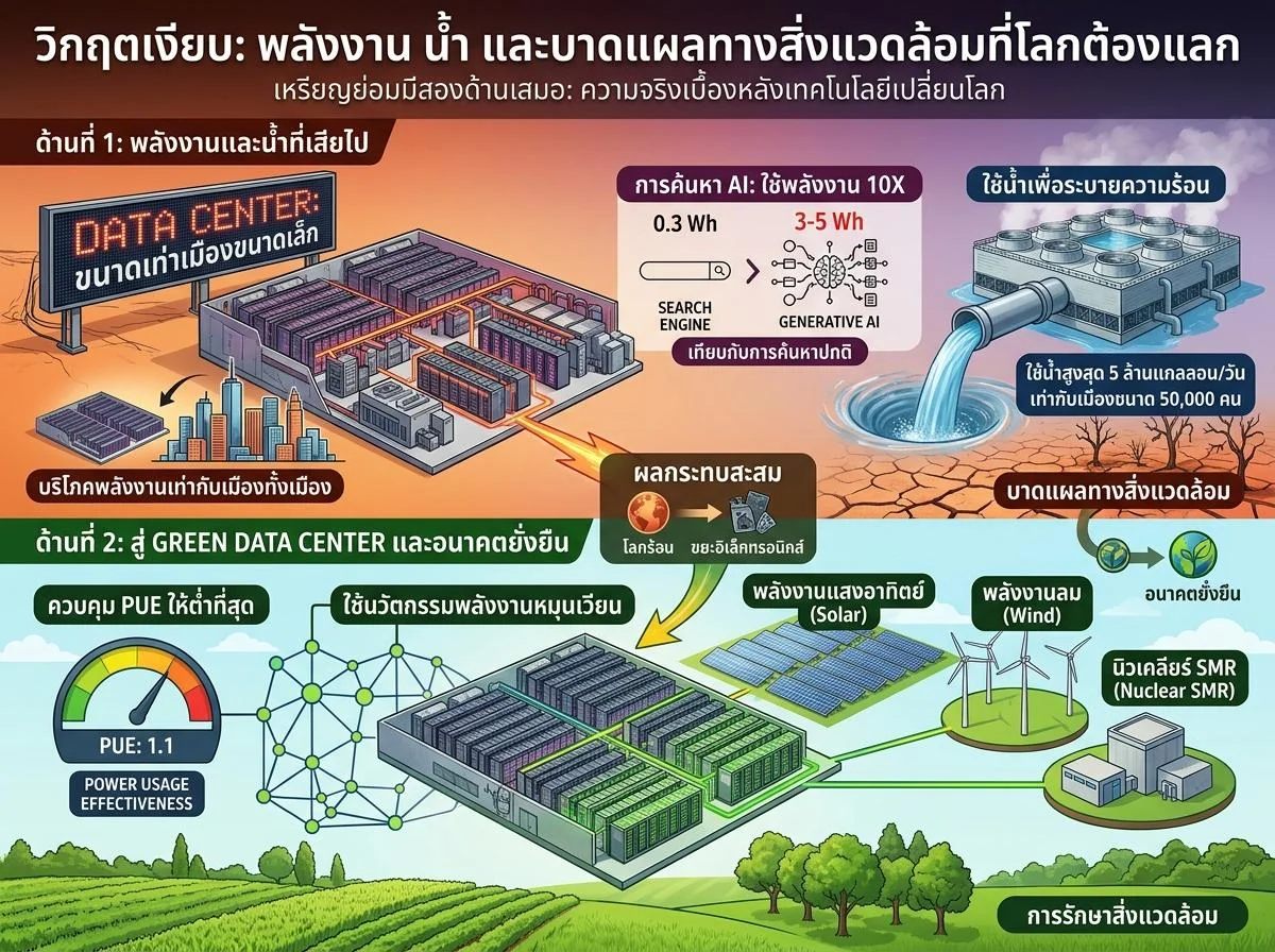ศูนย์ข้อมูล AI กำลังกินไฟโลก และโครงสร้างพื้นฐานยั่งยืนคือคำตอบ
