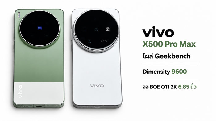 vivo X500 Pro Max ดัน Dimensity 9600 แตะ 13,000 คะแนน Geekbench