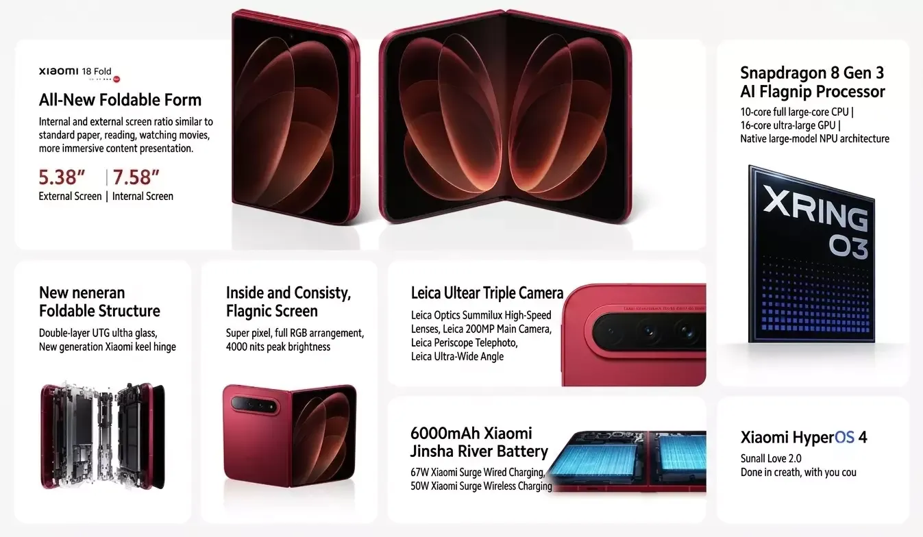Xiaomi 18 Fold จอพับทรงกว้างพร้อมชิป Xring O3 ท้าชนเรือธงพับได้