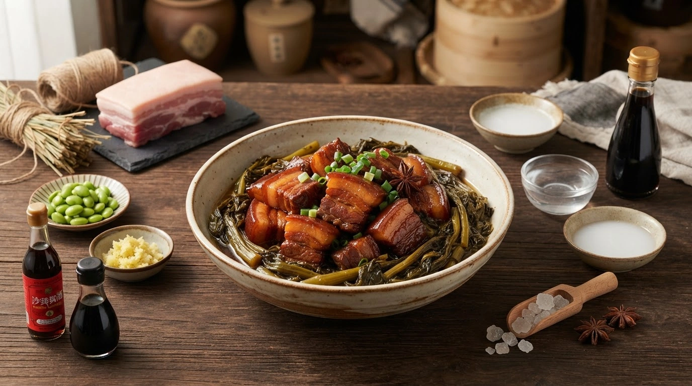 หมูสามชั้นตุ๋นผักกาดดองแห้ง เทคนิคเชฟกวางตุ้งให้เนื้อนุ่มซอสลึก