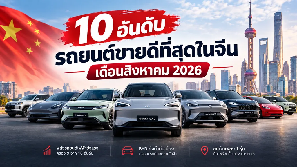 ยี่ห้อจีน EV ครองตลาด 9 อันดับแรก พลิกเกมรถน้ำมันหลุดชาร์ต