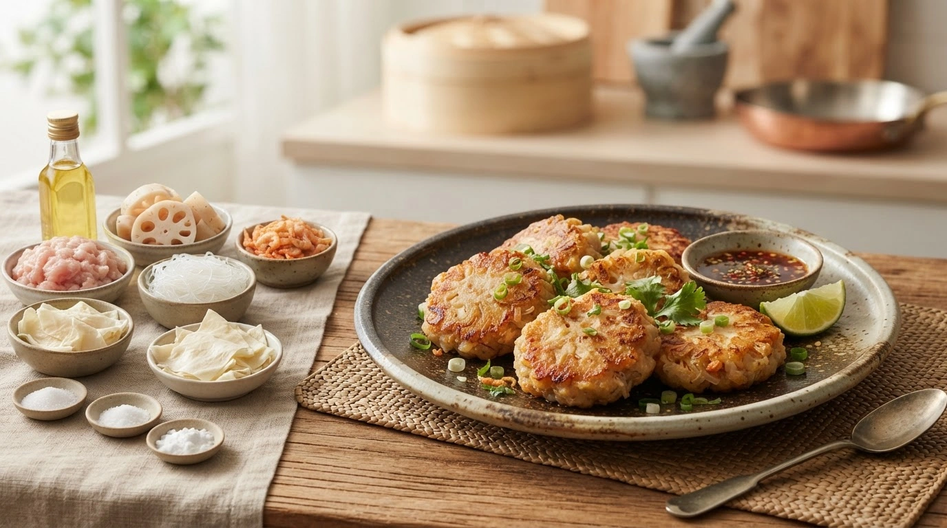 เคล็ดลับทอดรากบัวไส้ไก่สับให้กรอบนอกนุ่มในสไตล์กวางตุ้ง