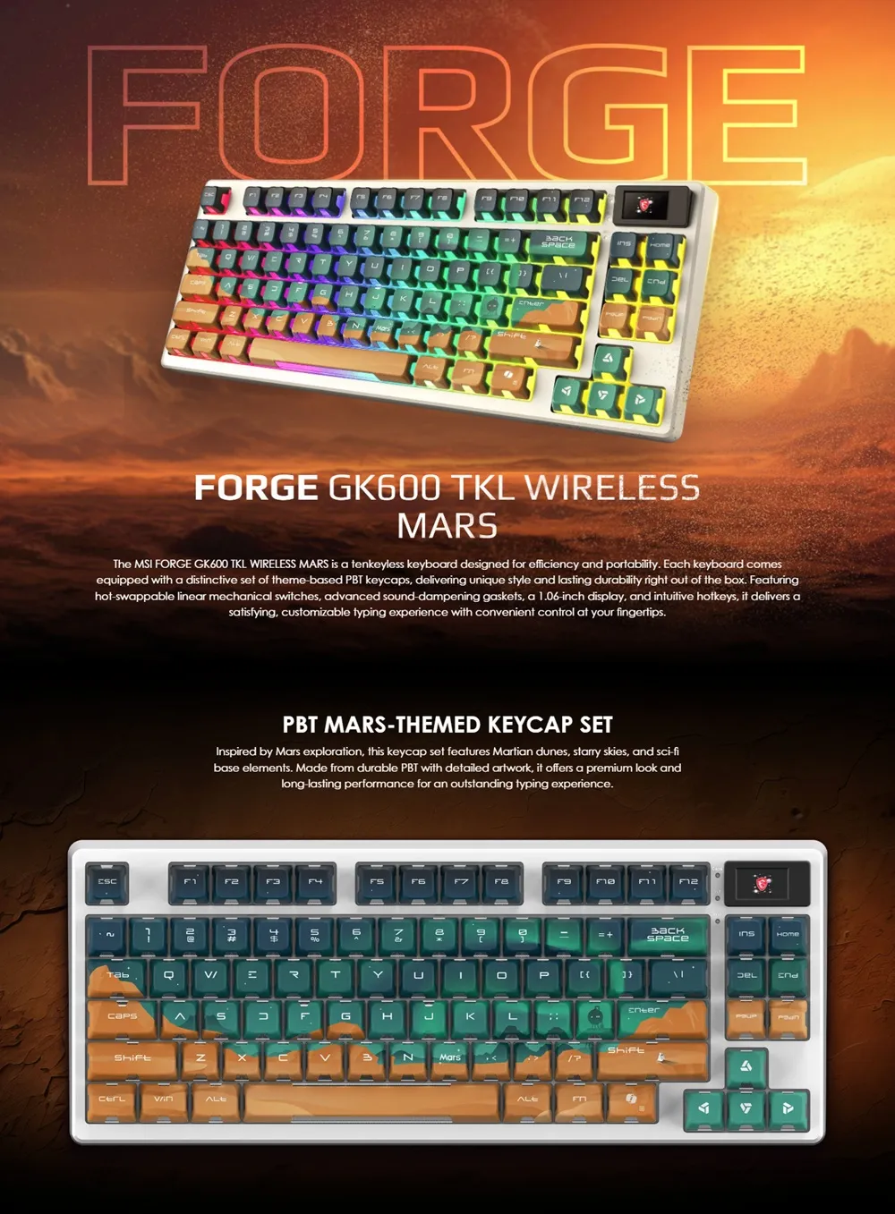 รีวิว MSI FORGE GK600 TKL Wireless MARS และเมาส์เกมมิ่ง GM340 ชุดไร้สายกะทัดรัดสำหรับสายอีสปอร์ต