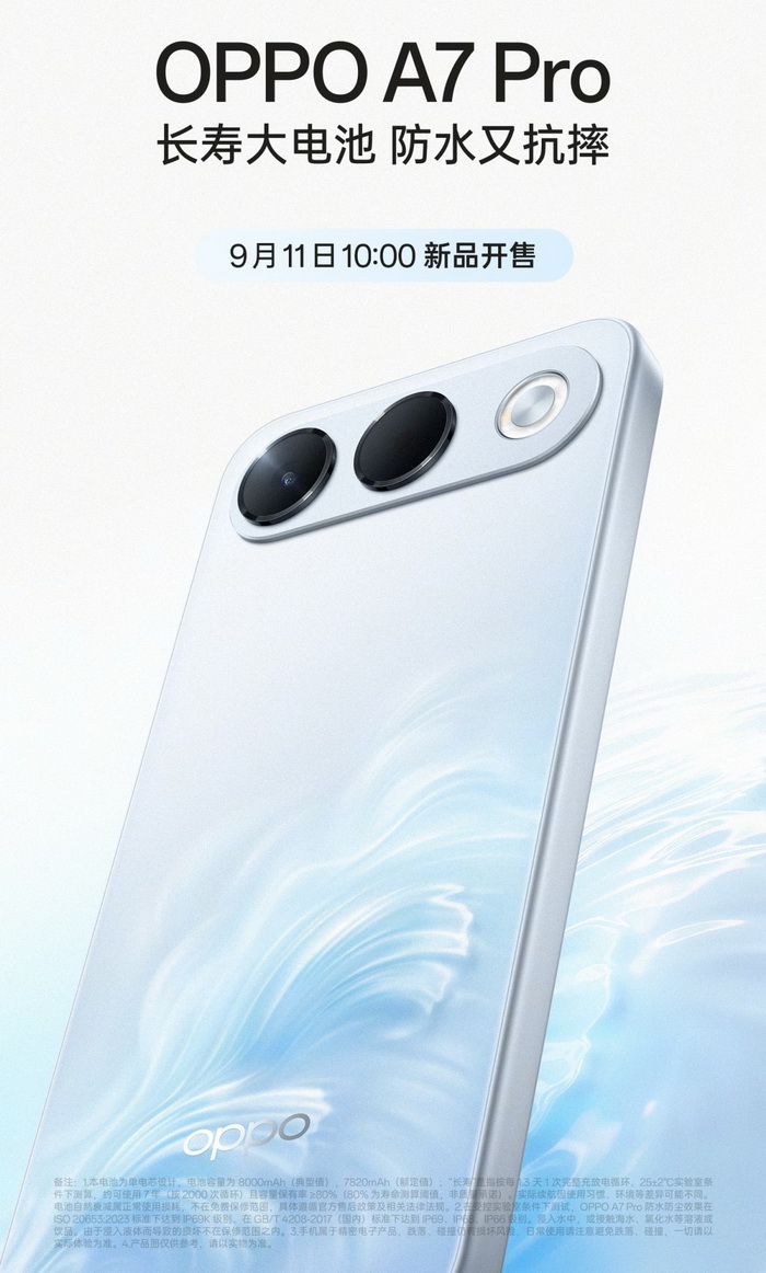 OPPO A7 Pro สมาร์ตโฟนแบตเตอรี่ 8000mAh กันน้ำ IP69K ที่ตั้งใจมาสายอึด
