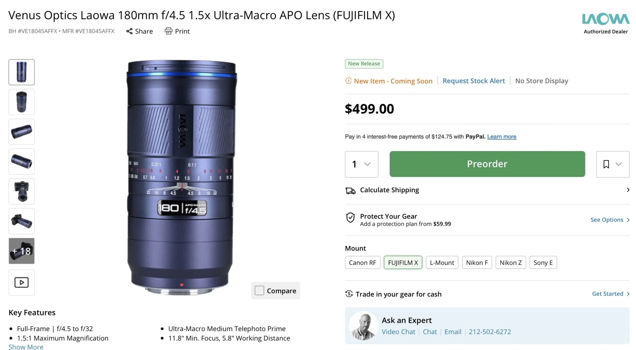 เลนส์ macro 180mm ของ Laowa ขยับสู่ Fujifilm X พร้อม AF ครั้งแรก