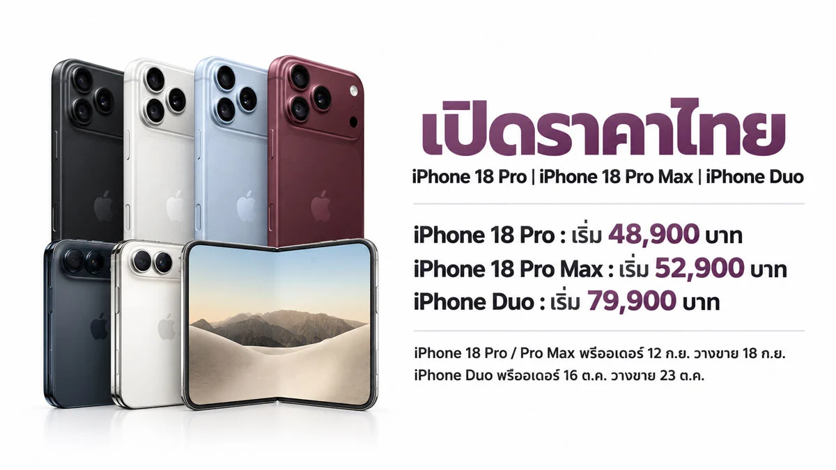 คู่มือราคา iPhone 18 Pro, Pro Max และ iPhone Duo ครบทุกความจุ