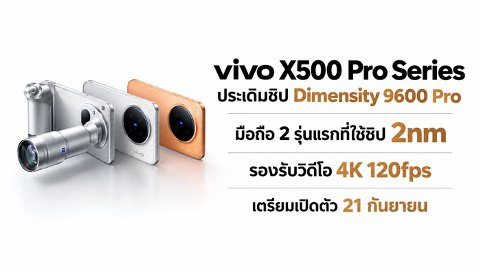 vivo X500 Pro Series เปิดศักราช Dimensity 9600 Pro และวิดีโอ 4K 120fps