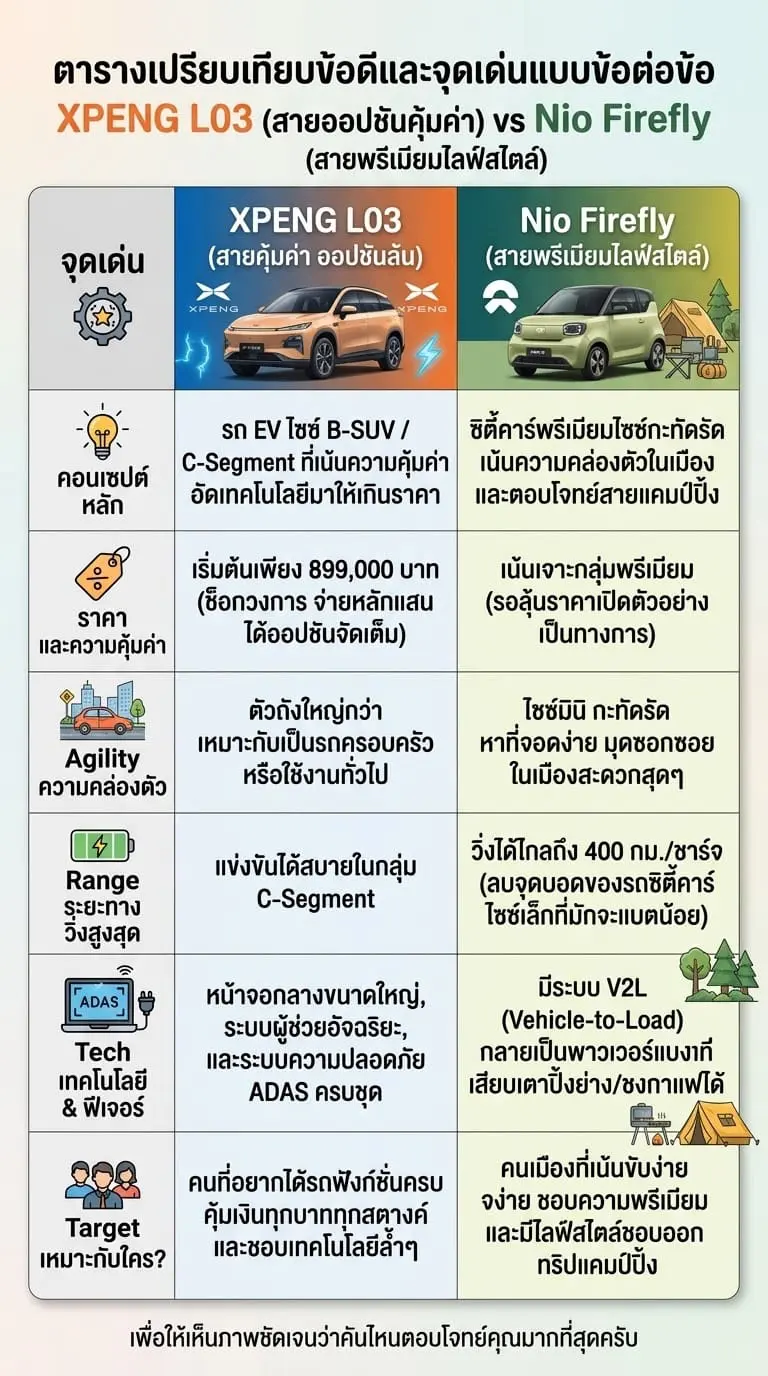 ศึกซิตี้คาร์ไฟฟ้าราคาประหยัด Xpeng L03 ปะทะ NIO Firefly ใครคุ้มกว่ากัน