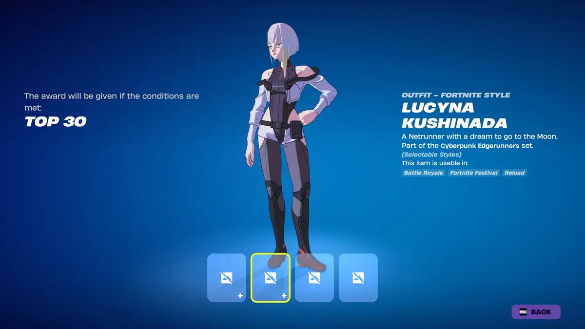 คู่มือครบ Cyberpunk Edgerunners Collab วิธีรับ Lucy skin และ Rebecca's Guns ใน Fortnite