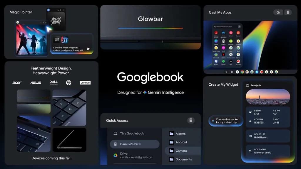 Googlebook แล็ปท็อป AI Gemini เปลี่ยนภาพคอมพิวเตอร์ส่วนตัวให้ฉลาดขึ้น