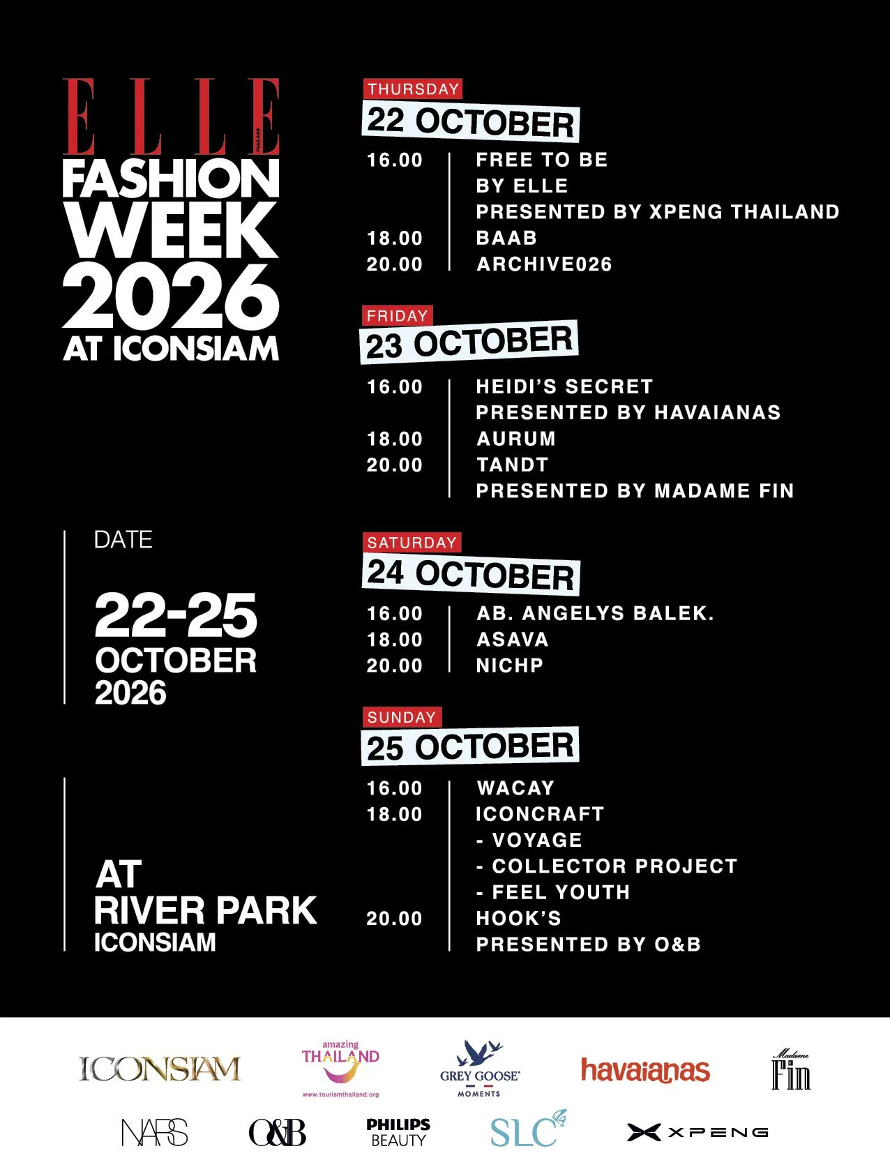 คู่มือรันเวย์ครบทุกโชว์ในงาน ELLE Fashion Week ที่ไอคอนสยาม
