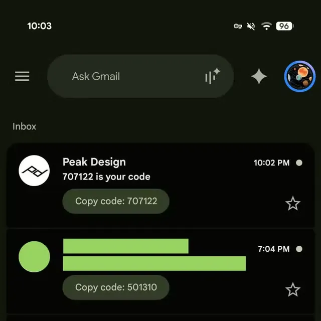 ล็อกอินมือถือเร็วขึ้นด้วยปุ่มคัดลอกรหัส 2FA ใน Gmail