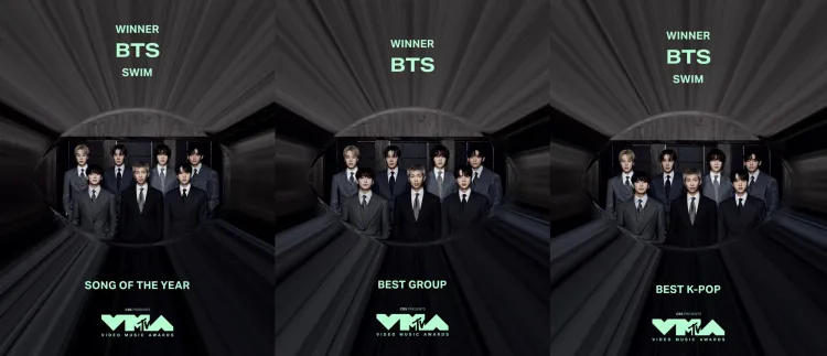 BTS สร้างประวัติศาสตร์ใหม่บนเวที MTV VMAs กับชัยชนะสามรางวัลและพลังของ SWIM