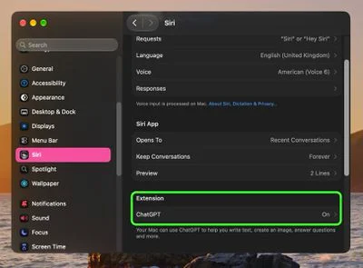 ควบคุม Siri ด้วยเสียงธรรมชาติและการเชื่อมต่อ ChatGPT บน Mac