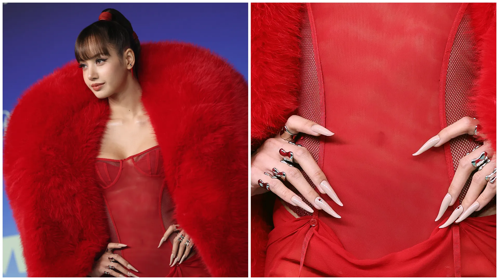 เล็บสกัลปเจอร์และเล็บเพชรสไตล์ที่ขโมยซีนพรมแดง VMAs