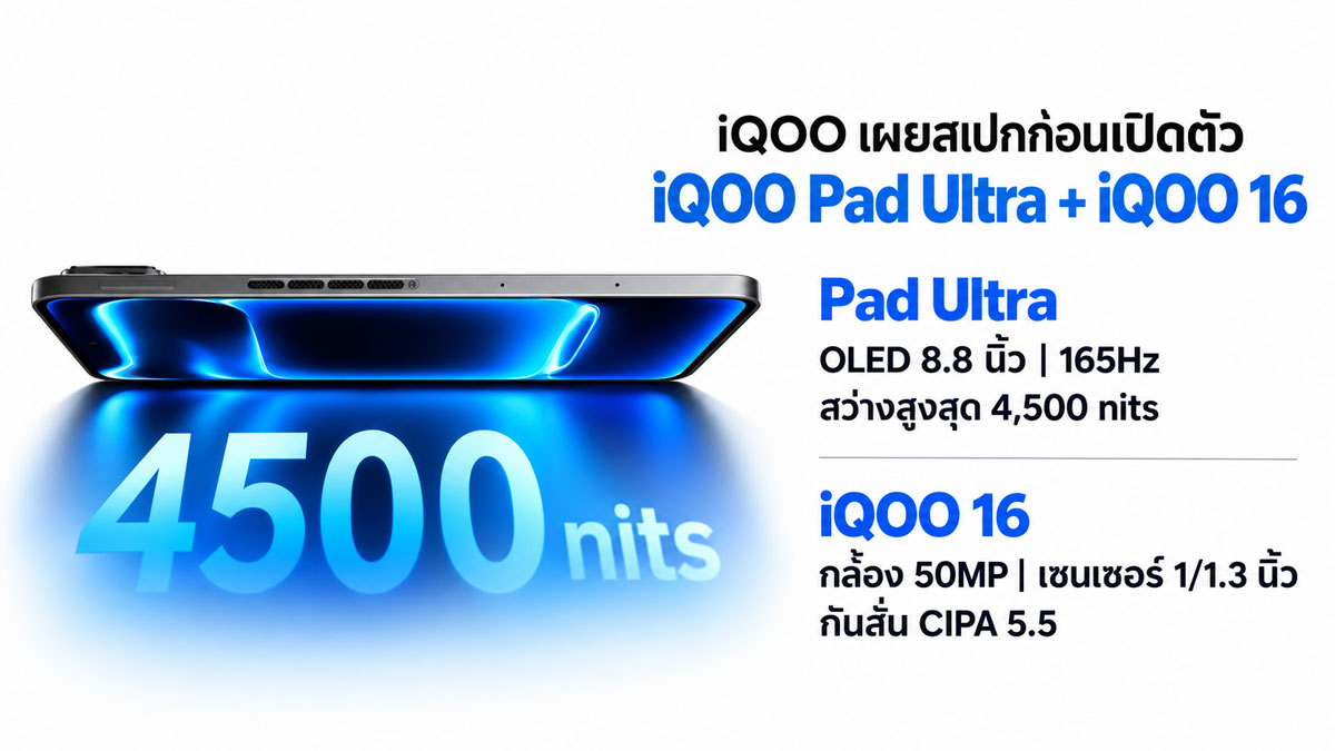 iQOO Pad Ultra แท็บเล็ตเกมมิ่ง 165Hz ที่จริงจังกับการเล่นและการทำงาน