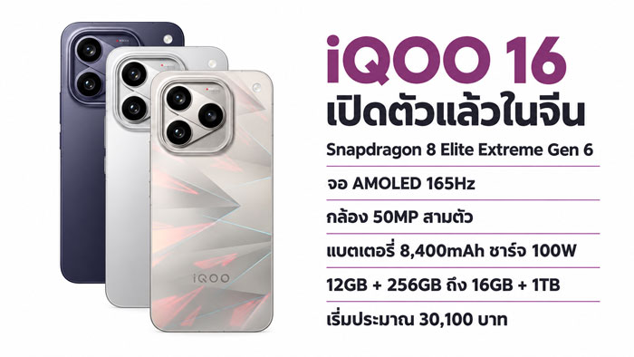 iQOO 16 เรือธงสายเกมมิงที่พร้อมท้าชนสมาร์ทโฟนระดับพรีเมียม