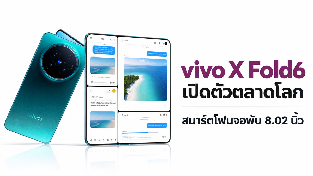 โฟนจอพับ 8 นิ้ว กล้อง 200MP แบต 6900mAh vivo X Fold6 ท้าชนเรือธงพับได้