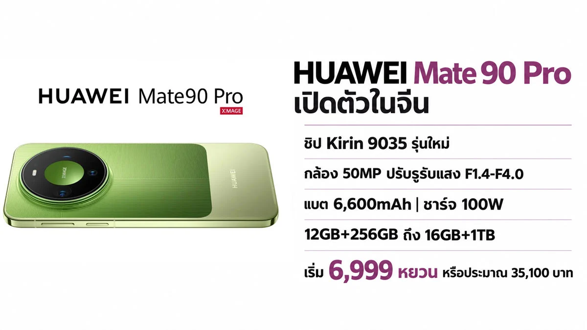 รูรับแสงแปรผันพบเซนเซอร์ RYYB จุดเปลี่ยนกล้อง Mate 90