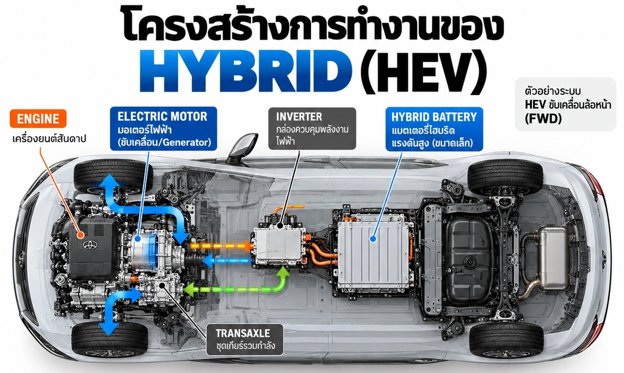 ไฮบริดไม่ต้องเสียบปลั๊ก แบตเตอรี่ชาร์จเองได้อย่างไร