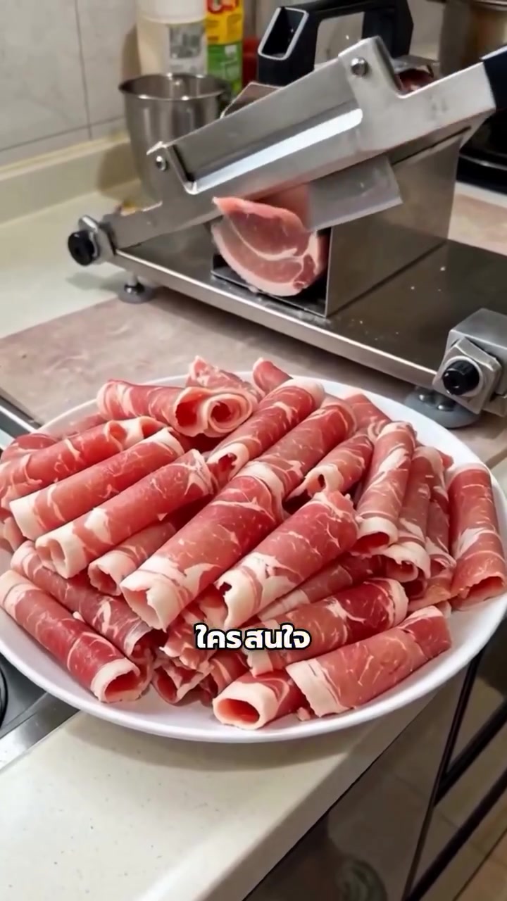 ลองที่สไลด์เนื้อแบบมือโยกหลักร้อย สไลด์หมูสามชั้นบางเท่าร้านชาบูได้จริงไหม แล้วล้างกับเก็บยังไง