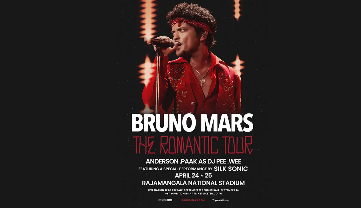 Bruno Mars The Romantic Tour ปักหมุดสนามราชมังคลาฯ สองคืนที่แฟนห้ามพลาด