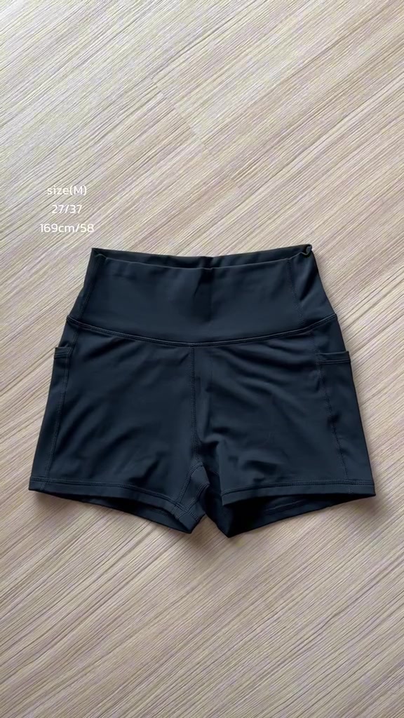 กางเกงออกกำลังกายขาสั้นผู้หญิง ทรงรัดกับทรงหลวมมีซับใน เราใส่เล่นจริงเล่าหมดเรื่องโป๊ไหม เอวม้วน ไซส์ พร้อมพิกัดแอปส้ม