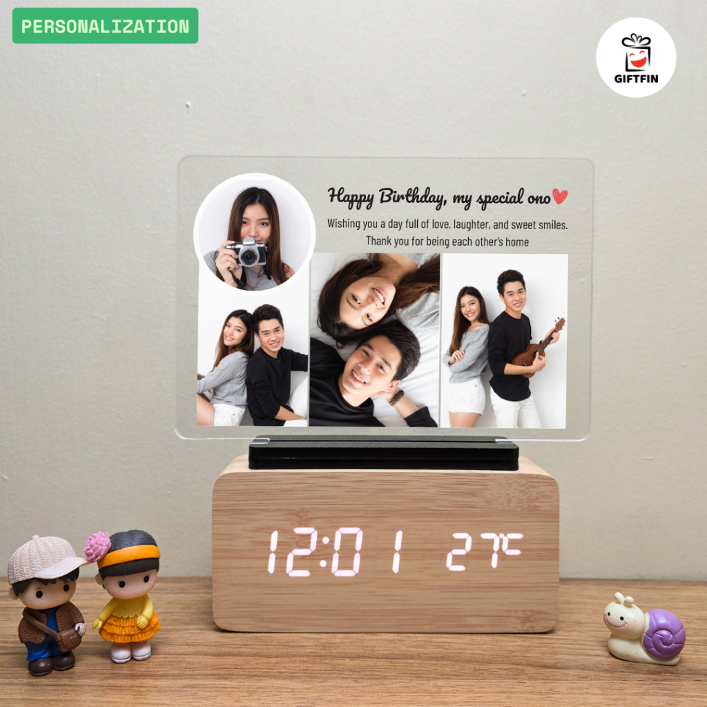 ราคาลดลงใหม่: นาฬิกาไม้ LED กรอบรูป