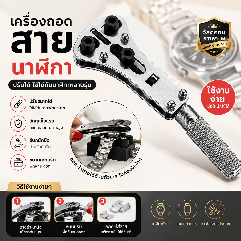 ลด 42%: เครื่องมือซ่อมนาฬิกาเปิดและปิดฝา