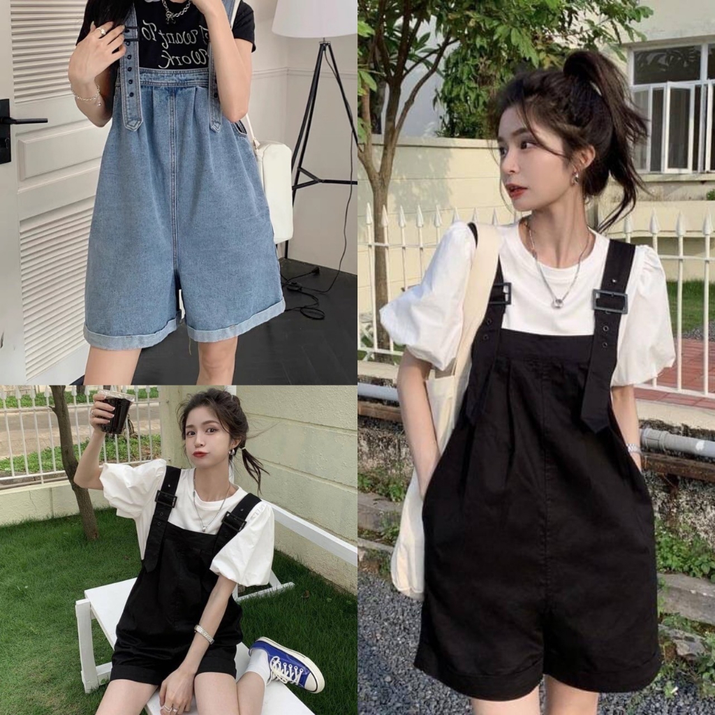 ราคาลดลงใหม่: พร้อมส่ง เอี๊ยมยีนส์ขาสั้น