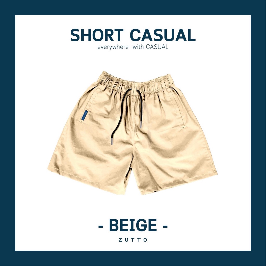 ราคาลดลงใหม่: ZUTTO กางเกงขาสั้นผู้ชายไซส์ใหญ่ รุ่น Casual ผ้า (Beige)