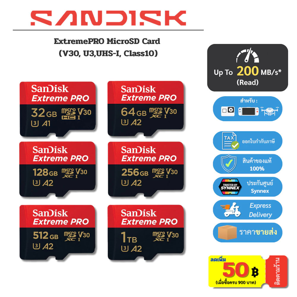 ราคาลดลงใหม่: __MGC_VARIANT_0__ SANDISK Micro SDcard Extreme (200MB)