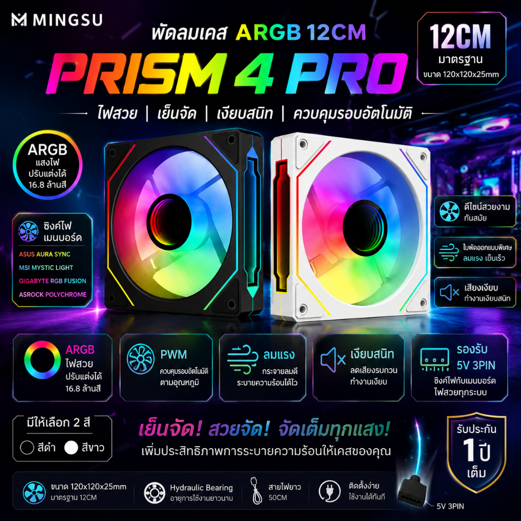 ราคาลดลงใหม่: พัดลมเคส ARGB 12"