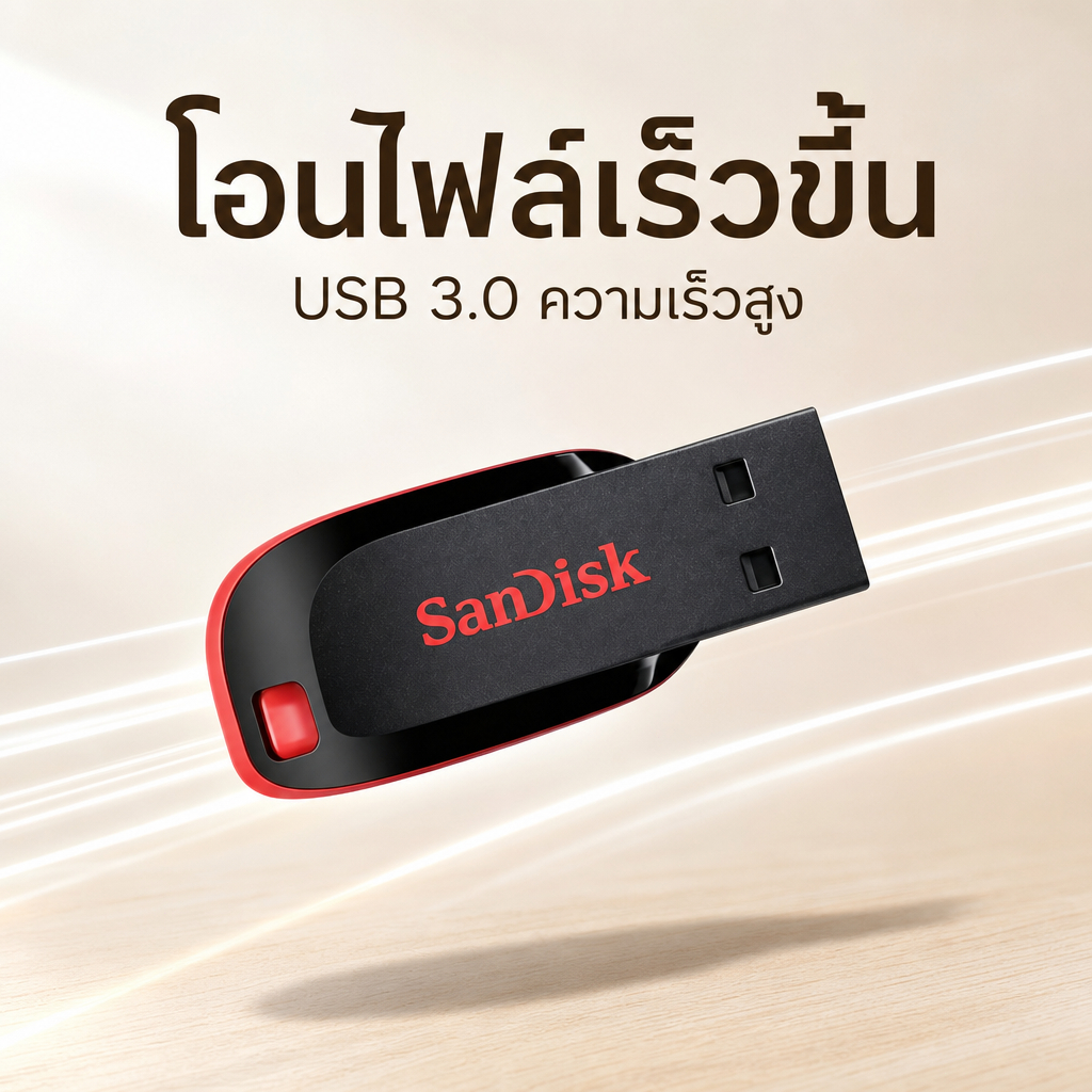 ลด 38%: SanDisk CRUZER BLADE USB แฟลชไดร์ฟ (SDCZ50-128G-B35)