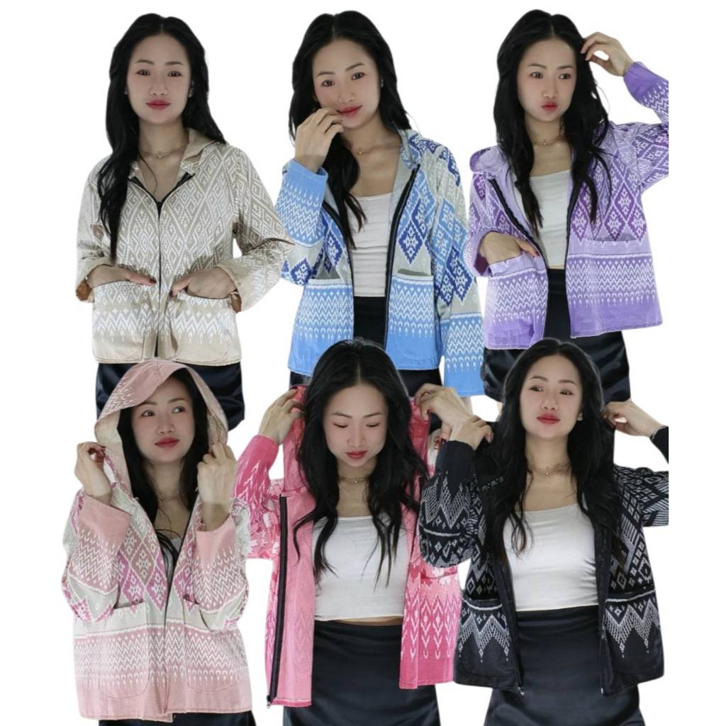 ลด 26.7% เสื้อฮู้ดผ้าฝ้ายลายไทย