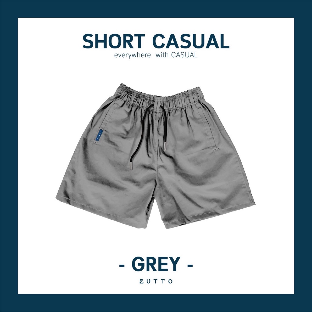ราคาลดลงใหม่: ZUTTO กางเกงขาสั้นผู้ชายไซส์ใหญ่ รุ่น Casual ผ้า (Grey)